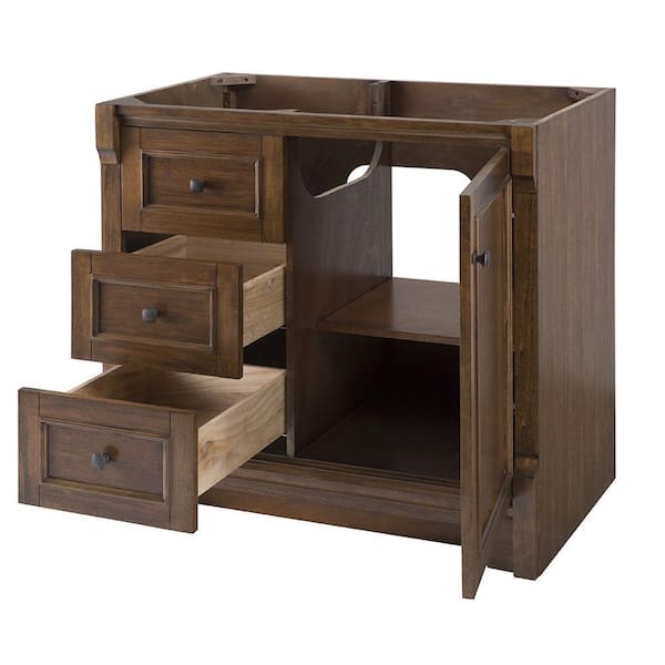 Creedmoor 36 in. W Bath Vanity Cabinet Only in Walnut with Left Hand Drawers Creedmoor 36 in. W Bath Vanity Cabinet Only in Walnut with Left Hand Drawers