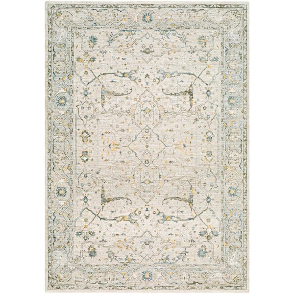 Lindley Gray/Blue 9 ft. x 12 ft. Border Indoor Area Rug