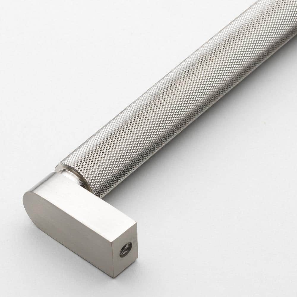 Brushed Nickel 13" Modern Knurled Bar Pull with Mounting Hardware