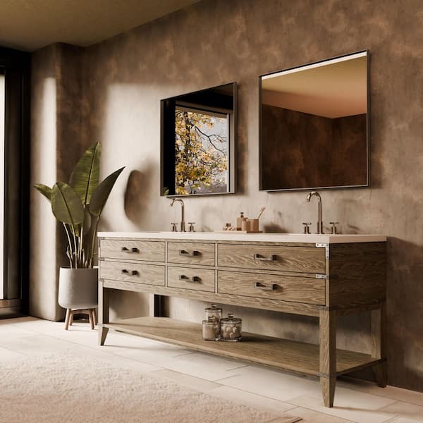Irvington 80 in. W x 22 in. D Grey Oak Double Bath Vanity with White quartz Top