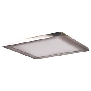Boxer 9.5 in. W 75-Watt Equivalent Brushed Steel Integrated LED Flushmount with Acrylic Lens