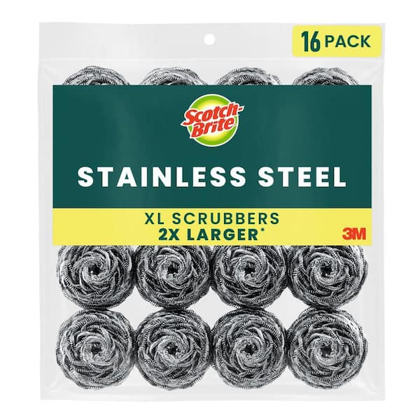 Scotch-Brite 2 in. x 2 in. Stainless Steel Scrubbers (16-Pack)