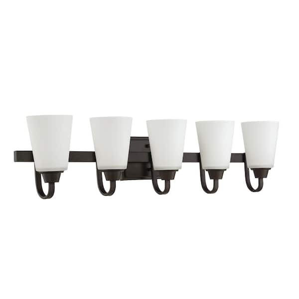 CRAFTMADE Grace 37 in. 5-Light Espresso Finish Vanity Light with Frost White Glass