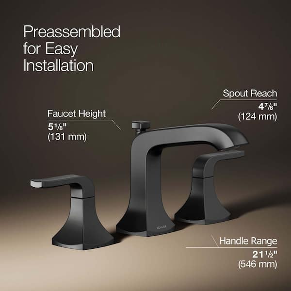 KOHLER Rubicon 8 in. Widespread 2-Handle Bathroom Faucet in Matte
