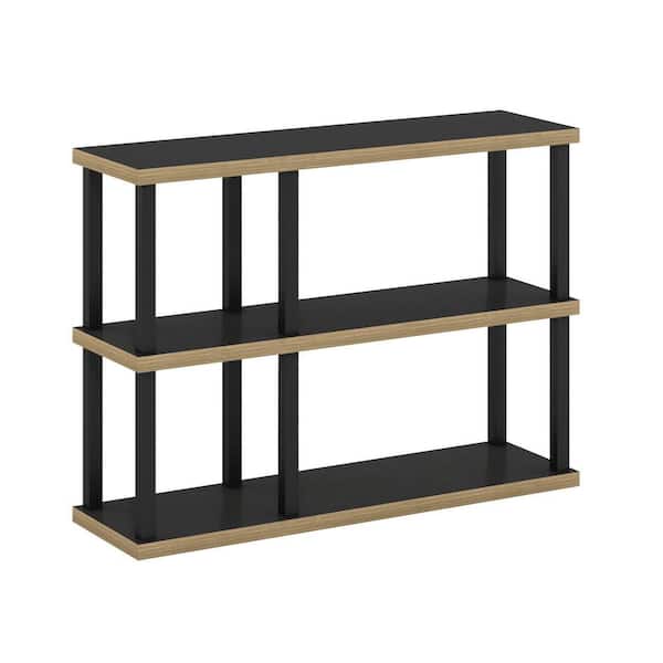 Furinno Turn-N-Tube 40.6 in. Wide Americano/Black 3-Shelf No Tools Etagere Bookcase