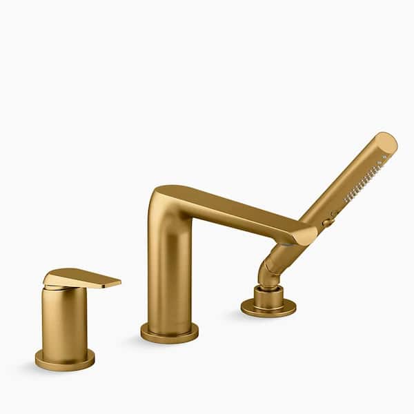 KOHLER Avid Single-Handle Deck-Mount Roman Tub Faucet with Handshower in. Vibrant Brushed Moderne Brass