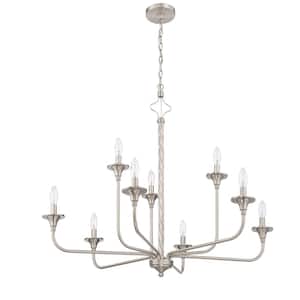Jolenne 9-Light Brushed Polished Nickel Finish Transitional Chandelier for Kitchen/Dining/Foyer, No Bulbs Included