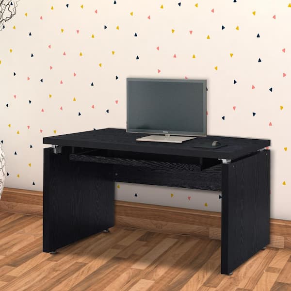 Benjara 47.25 in. W Rectangular Black Wooden Computer Desk with