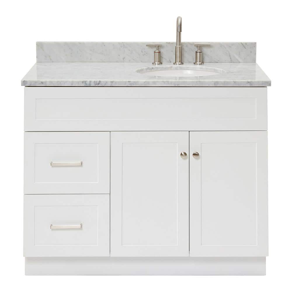 Hamlet 43" White Carrara Marble Single Vanity Set