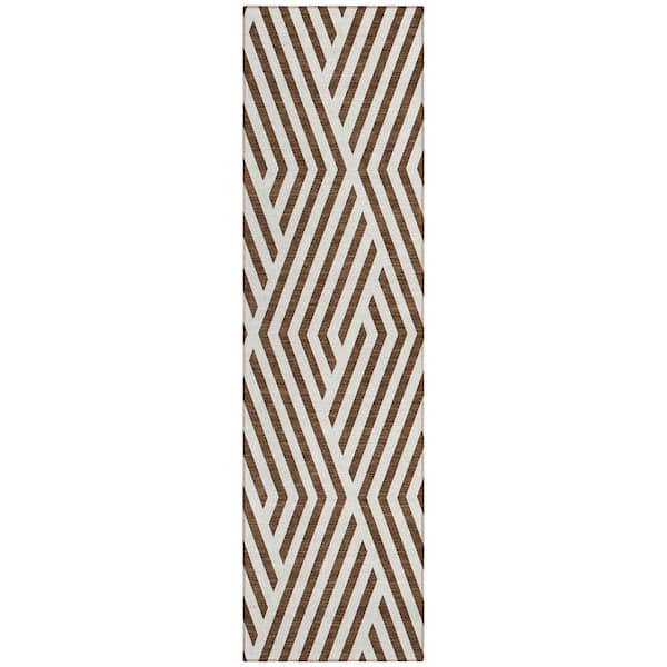 Addison Rugs Chantille ACN550 Brown 2 ft. 3 in. x 7 ft. 6 in. Machine Washable Indoor/Outdoor Geometric Runner Rug