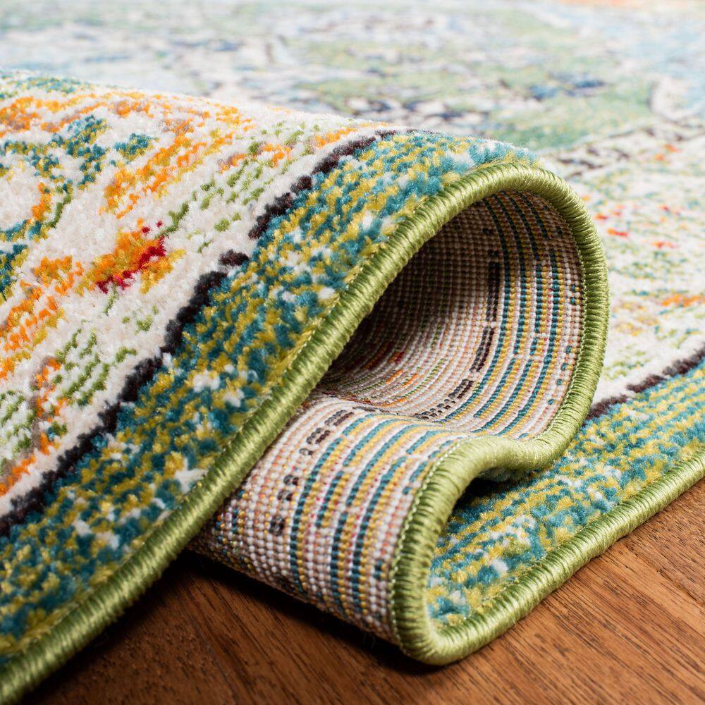 Monaco Green and Turquoise Synthetic Rectangular 8' x 10' Area Rug