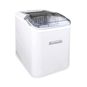 8.6 in. 26 lb. Self-Cleaning Portable Ice Maker Machine in White with Handle