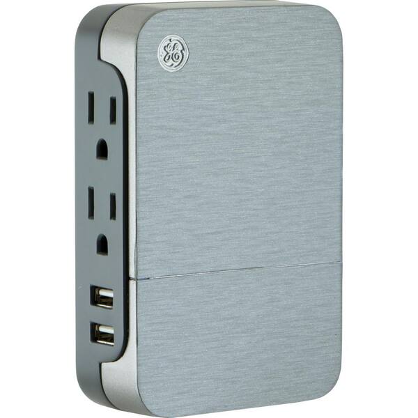 GE UltraPro 2-Outlet and 2USB Charging Side Access Surge Protector Tap