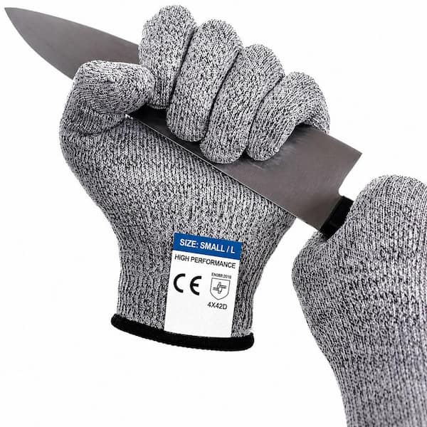 Medium Gray Cut Resistant Kitchen Gloves, Food Grade Level 5 Protection for Cutting and Shucking