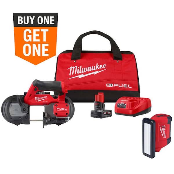 M12 FUEL 12V Lithium-Ion Cordless Compact Band Saw XC Kit with One 4.0 Ah Battery, Charger, Bag & M12 ROVER Light