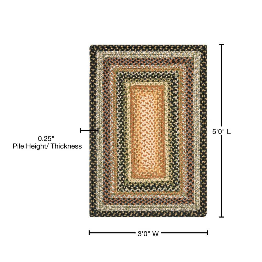 Reversible Braided Blue Synthetic Round Rug, Easy Care, 3' Diameter