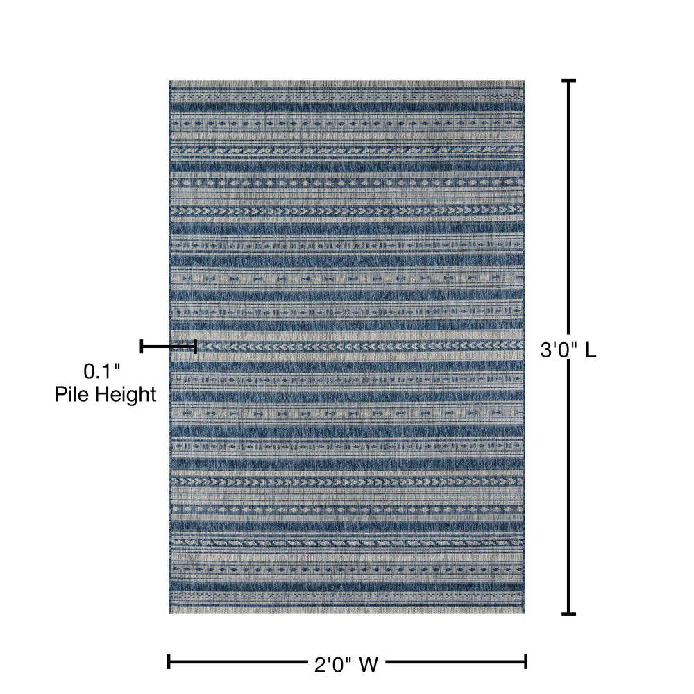 Modern Tuscany Blue Polypropylene 2' x 3' Easy-Care Area Rug