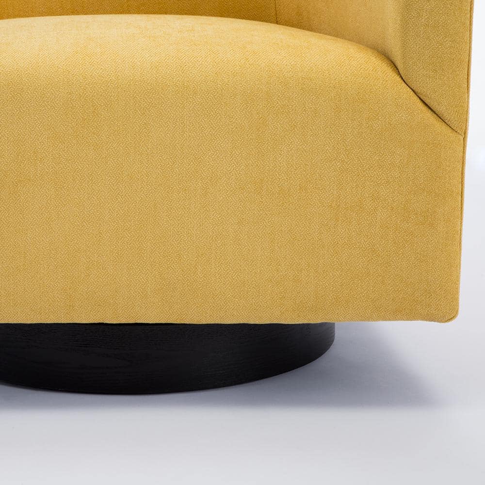 Goldenrod Wood Swivel Barrel Accent Chair with Black Base