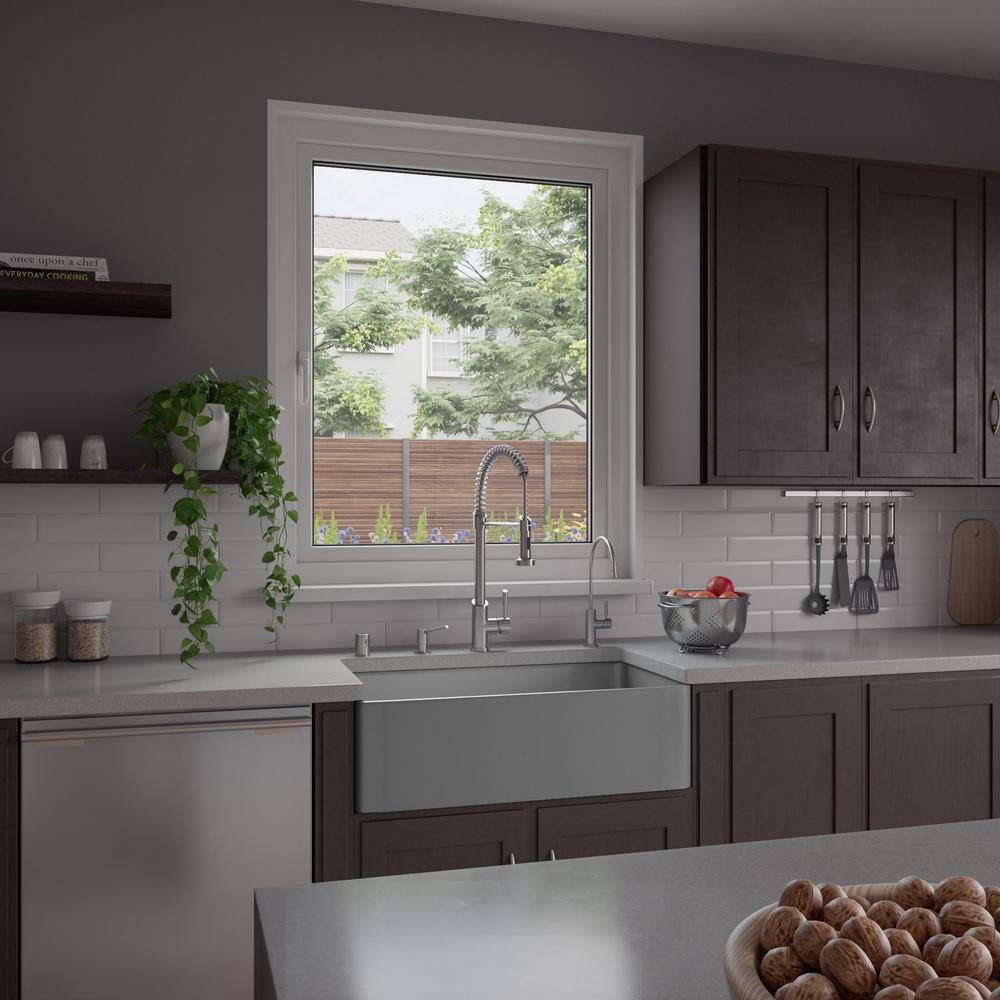 Gray Matte Fireclay Single Bowl Farmhouse Sink
