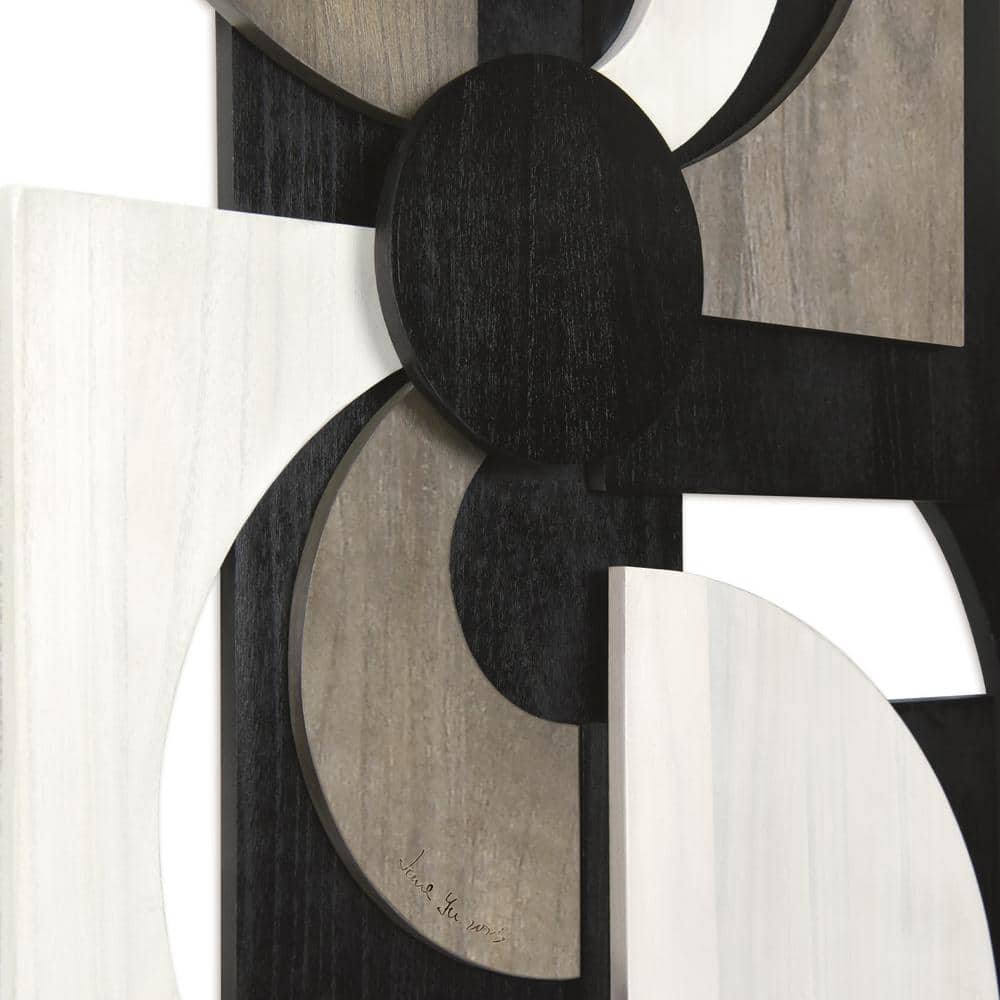 Luminus Dusk 48" x 24" Black and Gray Solid Wood Abstract Wall Art