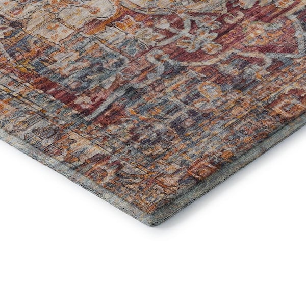 Mayfield Premium Machine Washable Abstract AMF1728 Copper 2 ft. 3 in. x 7 ft. 6 in. Runner Rug