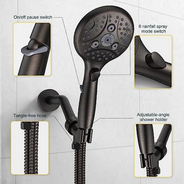 Grip Tight Tools SH501 Jumbo 5 Function Shower Head with Massager & Holder