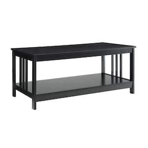 Mission 40 in. Black Medium Rectangle Wood Coffee Table with Shelf