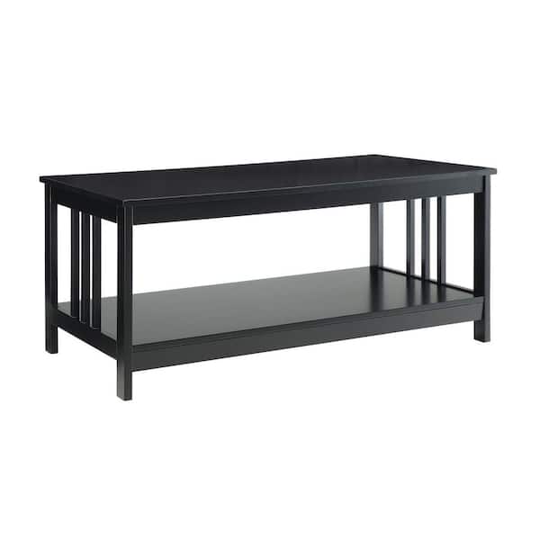 Convenience Concepts Mission 40 in. Black Medium Rectangle Wood Coffee Table with Shelf
