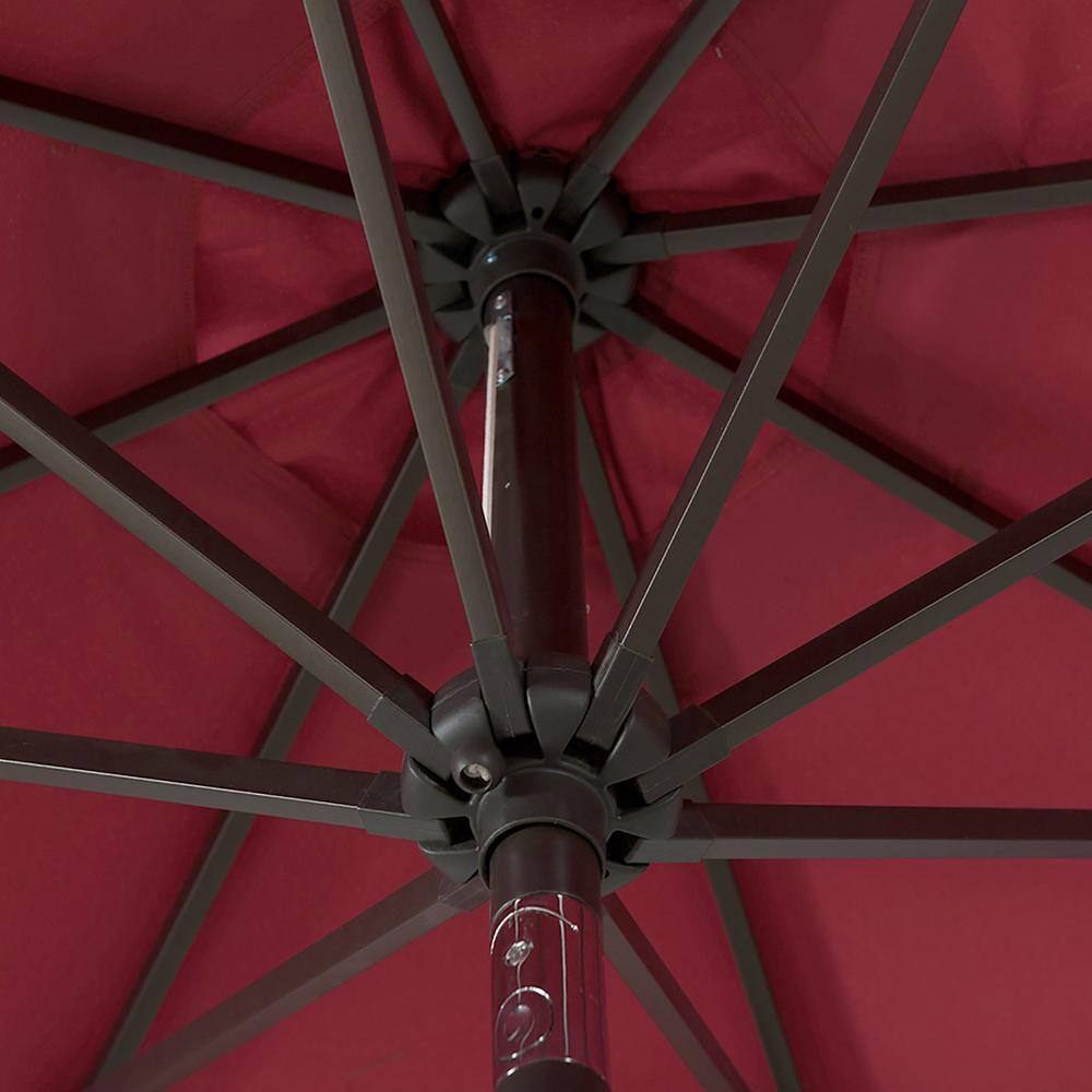 Chroma 9-Foot Red Polyester Garden Patio Umbrella with Steel Frame