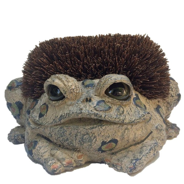 Toad Hollow Toad Boot Brush with Replaceable Brush Garden Frog Statue