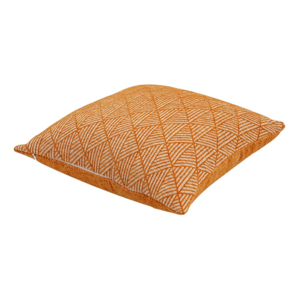 Bronze Orange Geometric Chenille Square Throw Pillow 18" x 18"