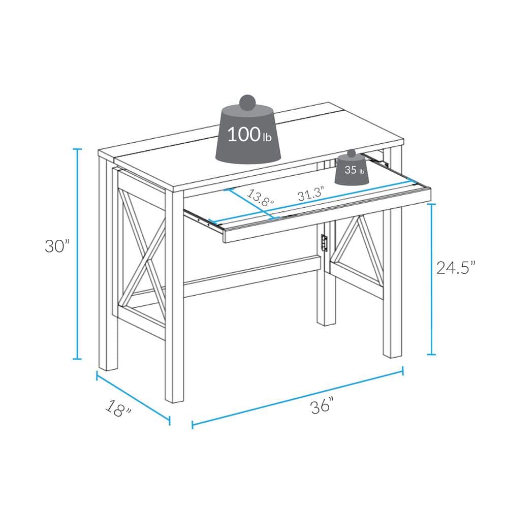 Montego Espresso Foldable Desk with Slide-Out Keyboard Tray