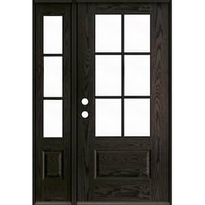 Farmhouse 50 in. x 80 in. 6-Lite Right-Hand/Inswing Clear Glass Baby Grand Stain Fiberglass Prehung Front Door w/LSL