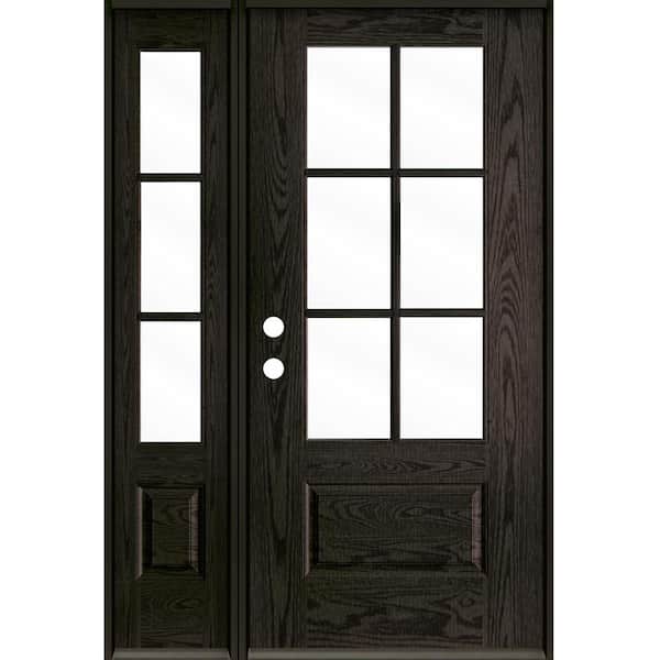 Krosswood Doors Farmhouse 50 in. x 80 in. 6-Lite Right-Hand/Inswing Clear Glass Baby Grand Stain Fiberglass Prehung Front Door w/LSL