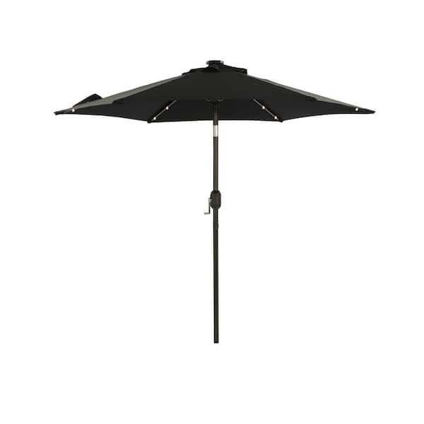 Inner Decor Ford 7.5 ft. Steel Market LED Light Tilt Patio Umbrella in Black Without Base