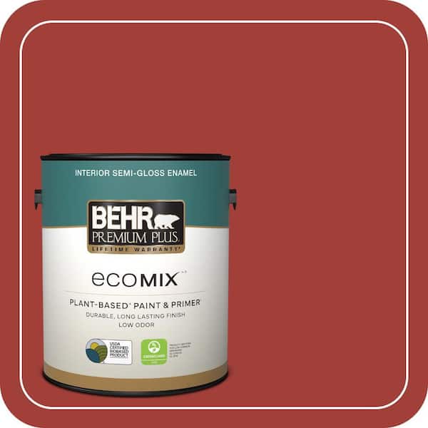 1 gal. #PPU2-16 Fire Cracker Semi-Gloss Enamel EcoMix Plant-Based Interior Paint & Primer