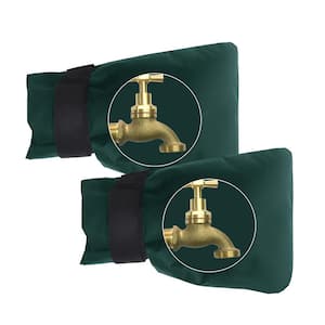 2-Piece Dark Green Outdoor Freeze Protector Insulate Faucet Cover Small Size for Winter Protection without Freeze