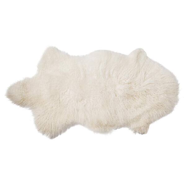 Storied Home White Natural Mongolian Lamb Faux Fur Throw Blanket