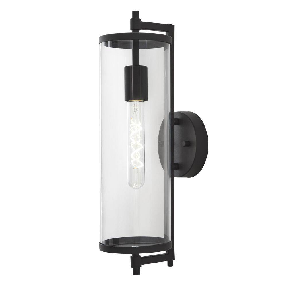 Lurelane 18 in. Modern 1-Light Matte Black Hardwired Cylinder Outdoor Wall Light Lantern Sconce with No Bulb Included price history on PriceWatchPro