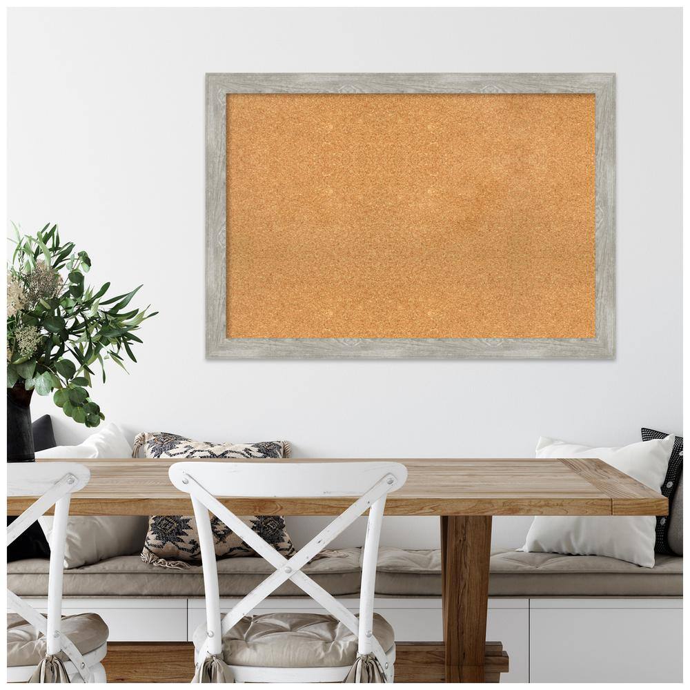 Dove Greywash Narrow Framed Natural Corkboard 43" x 31"