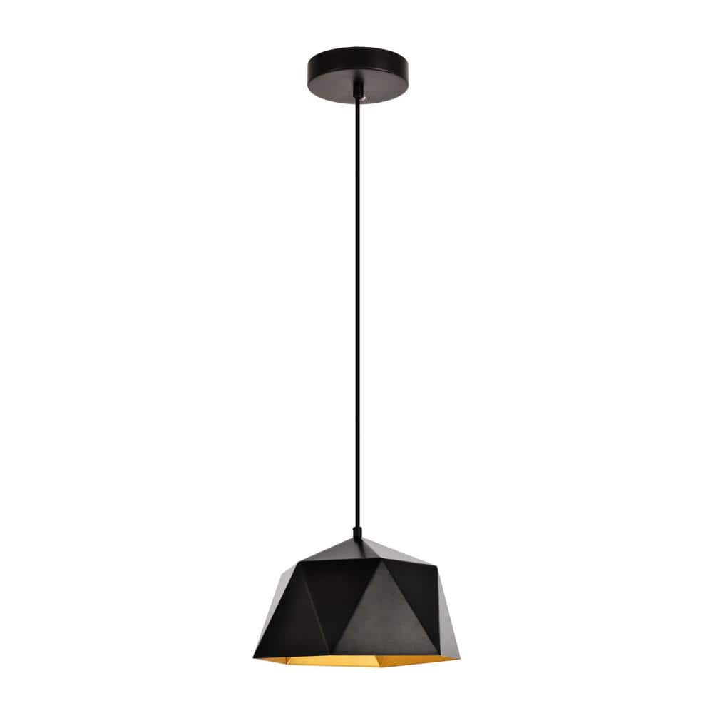 Timeless Home Acosta 1-Light Black and Golden Pendant with 10.2 in. W x 6.2 in. H Shade