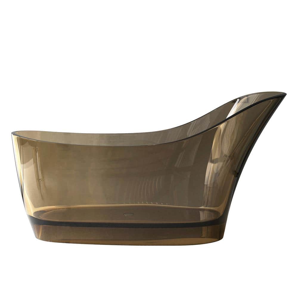 67 in. x 30 in. Soaking Bathtub with Center Drain in Grey
