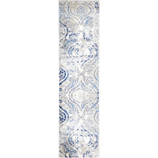 Melrose Audrey Ivory/Blue 2 ft. x 7 ft. Indoor Runner Rug