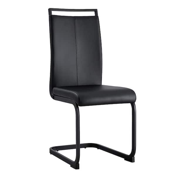 Modern Black PU Leather Seat Dining Chairs Set of 4 for Kitchen, Living, Dining Room