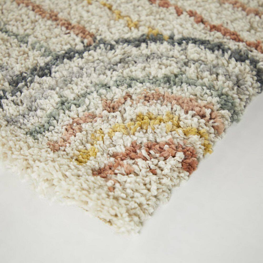 Cream Rectangular Non-slip Synthetic Kids' Rug 5' x 7'
