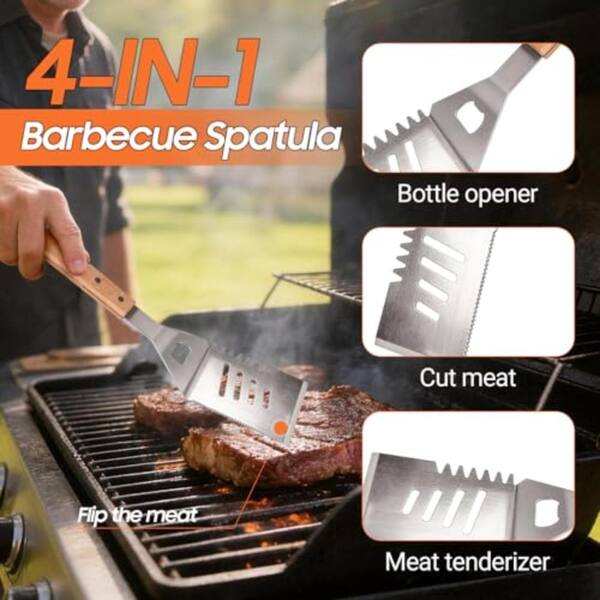 18-Piece BBQ Grill Utensils Set Heavy Duty Stainless Steel Carry