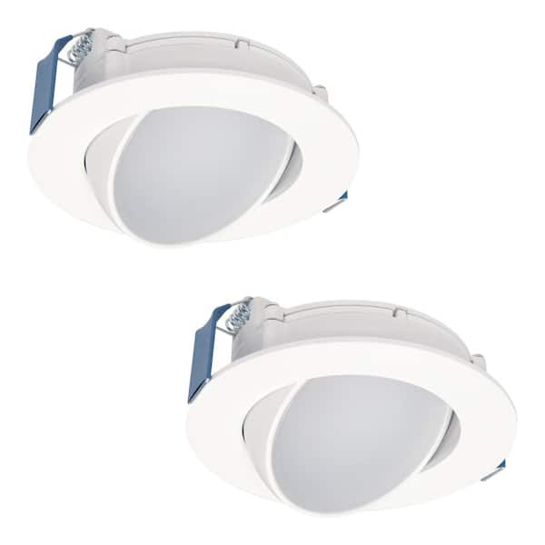 HALO 4 in. Selectable CCT (2700K-5000K) Canless Integrated LED Recessed Light Wide Beam Adjustable Gimbal Trim Kit (2-Pack)