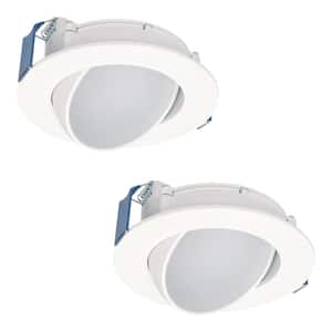 4 in. Selectable CCT (2700K-5000K) Canless Integrated LED Recessed Light Wide Beam Adjustable Gimbal Trim Kit (2-Pack)