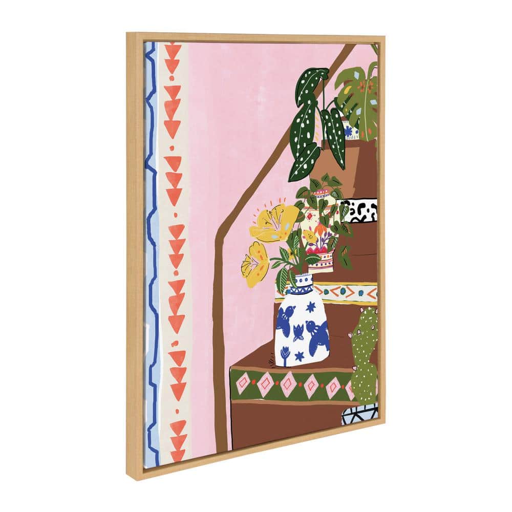 Sylvie Bohemian Stairs Pink and Green Canvas Print