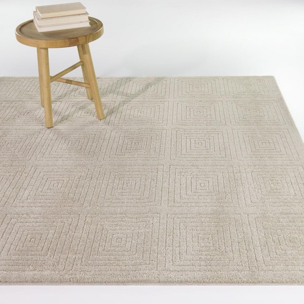Jonzen Cream 7 ft. 10 in. x 10 ft. Contemporary Geometric Area Rug